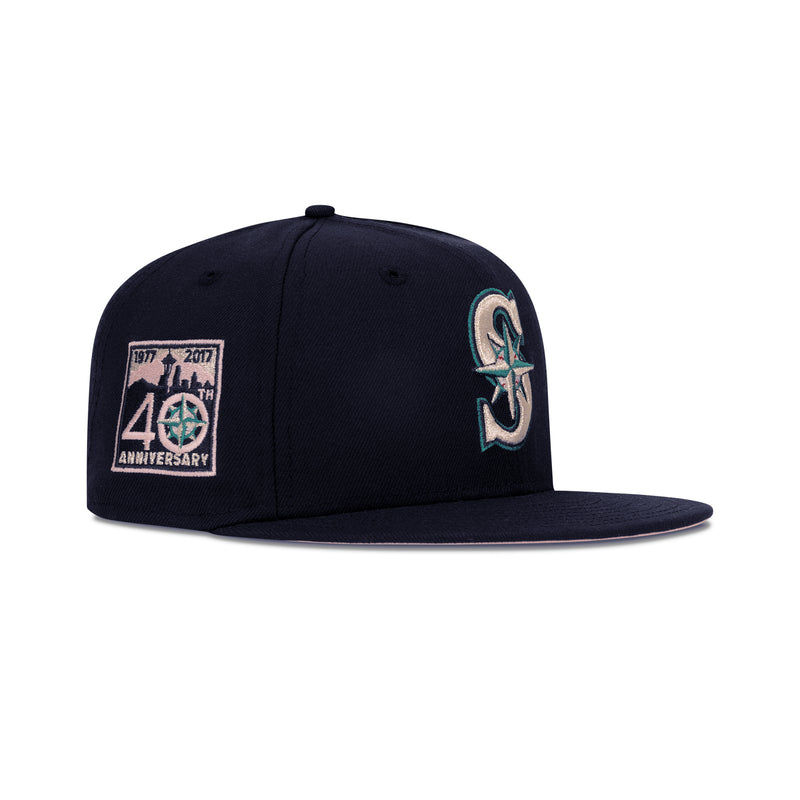 Seattle Mariners New Era Aqua/Navy Bill And Pink Bottom With 40TH  Anniversary Patch On Side 9FIFTY Adjustable SnapBack Hat