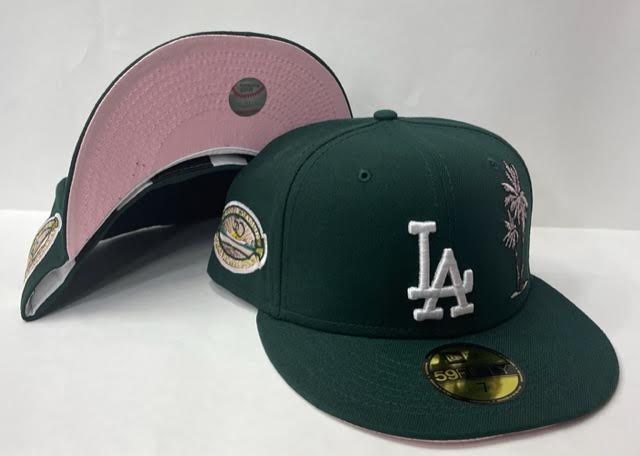 White Los Angeles Dodgers Pink Bottom 50th Anniversary Side Patch