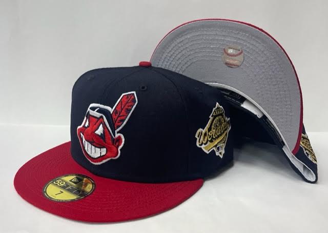 Cleveland Indians Hat Baseball Cap Fitted 7 3/8 Mitchell & Ness