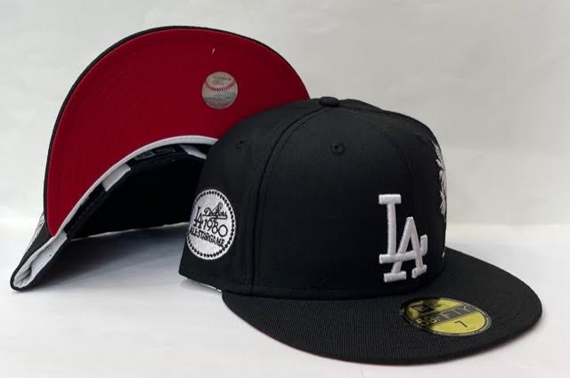 New Era Los Angeles Dodgers Fitted Red Bottom Black White (Palm Tree 1980  All Star Game Embroidery)