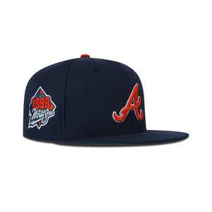 New Era Atlanta Braves Fitted Green Bottom "Navy Red White" (1999 World Series Embroidery)