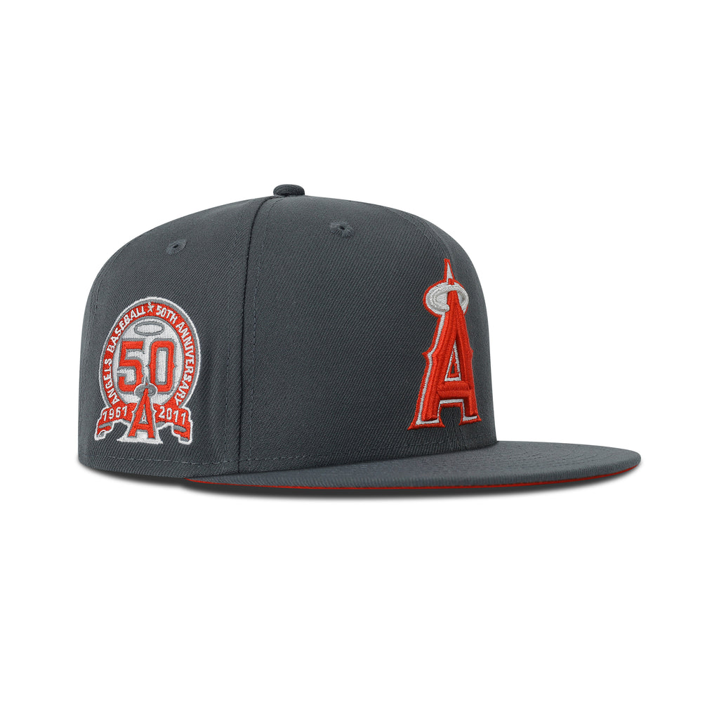 New Era L.A. Anaheim Angels Fitted Red Bottom "Dark Grey Red Silver" (50th Anniversary Embroidery)