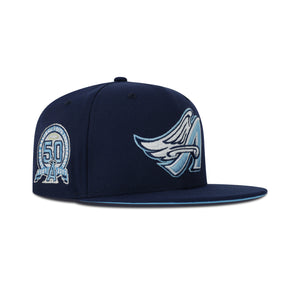 New Era L.A. Anaheim Angels Fitted Sky Bottom "Navy Sky White" (50th Anniversary Embroidery)