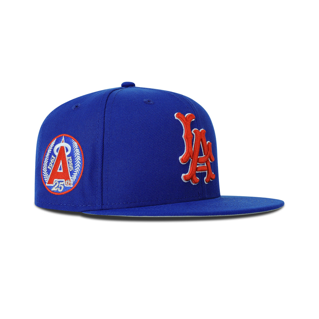 New Era L.A. Anaheim Angels Fitted Grey Bottom "Royal Red" (25th Anniversary Embroidery)