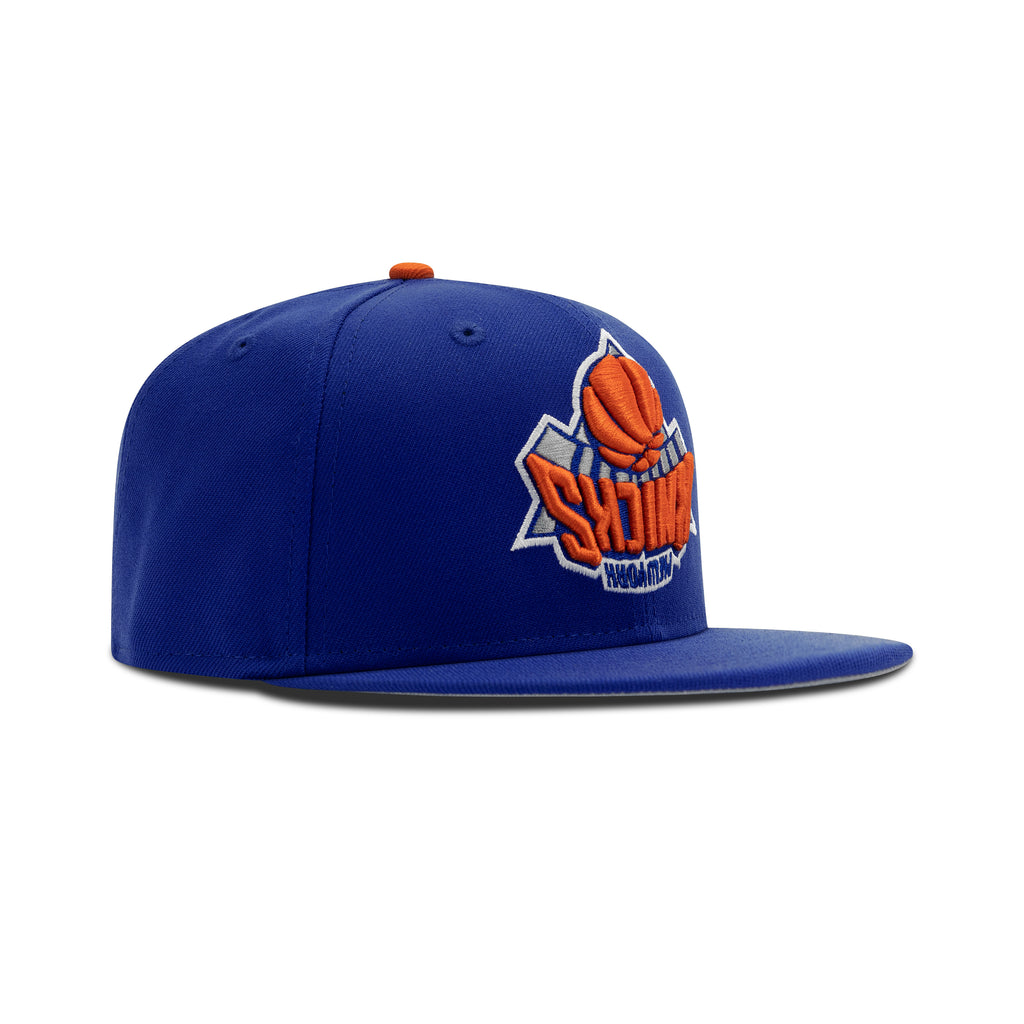 New Era New York Knicks Upside Down Logo Fitted Grey Bottom "Blue Orange"