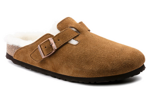 Mens Birkenstocks Boston Shearling Suede Leather Sandals 