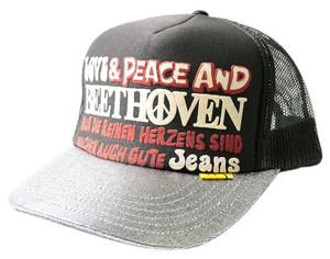 Kapital Love Peace & Beethoven Trucker Hat "Charcoal Grey"