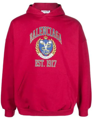 Balenciaga Est. 1917 College Logo Print Hoodie 