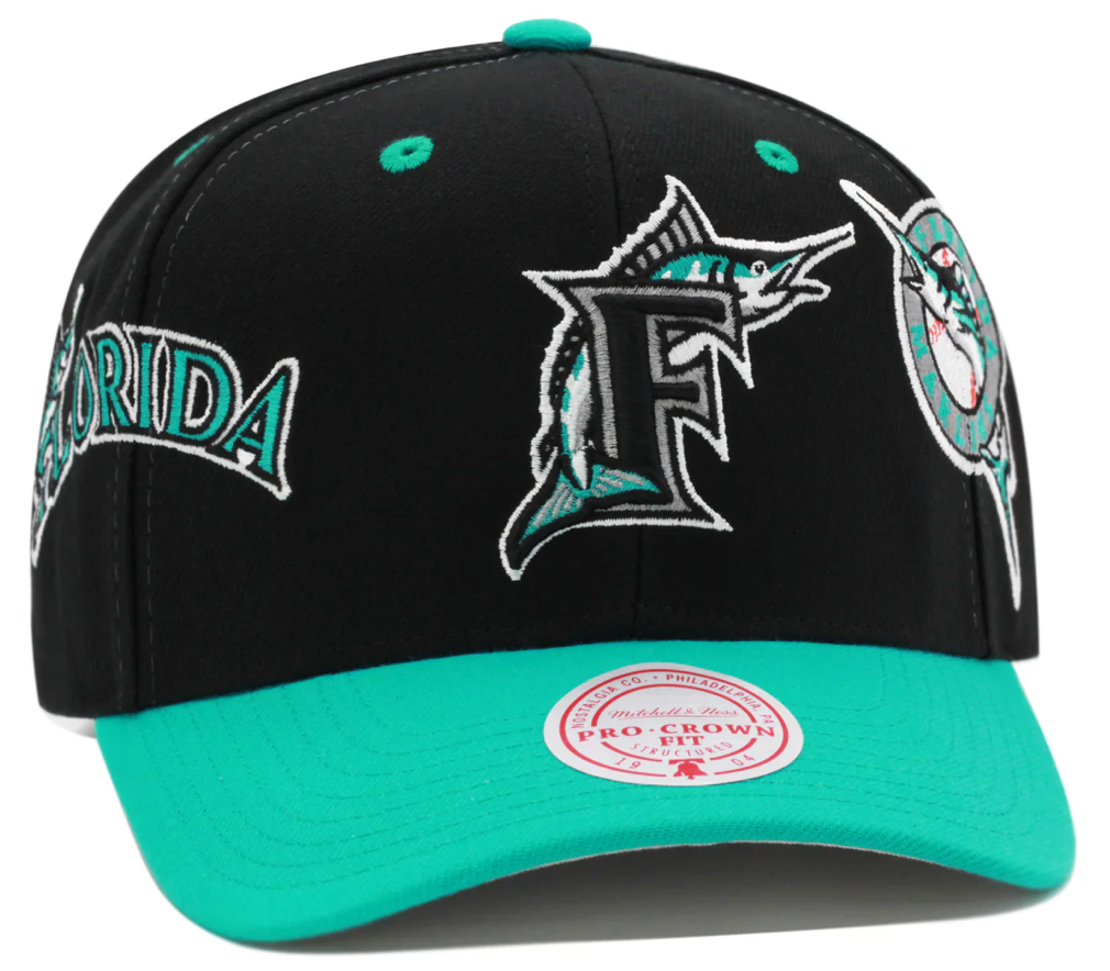 Mitchell & Ness Florida Marlins Overbite Pro Snapback Grey Bottom 