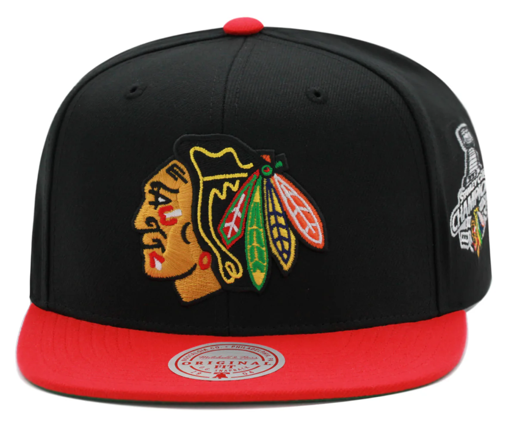 Mitchell & Ness Chicago Blackhawks 2 Tone Side Patch Snapback Green Bottom 