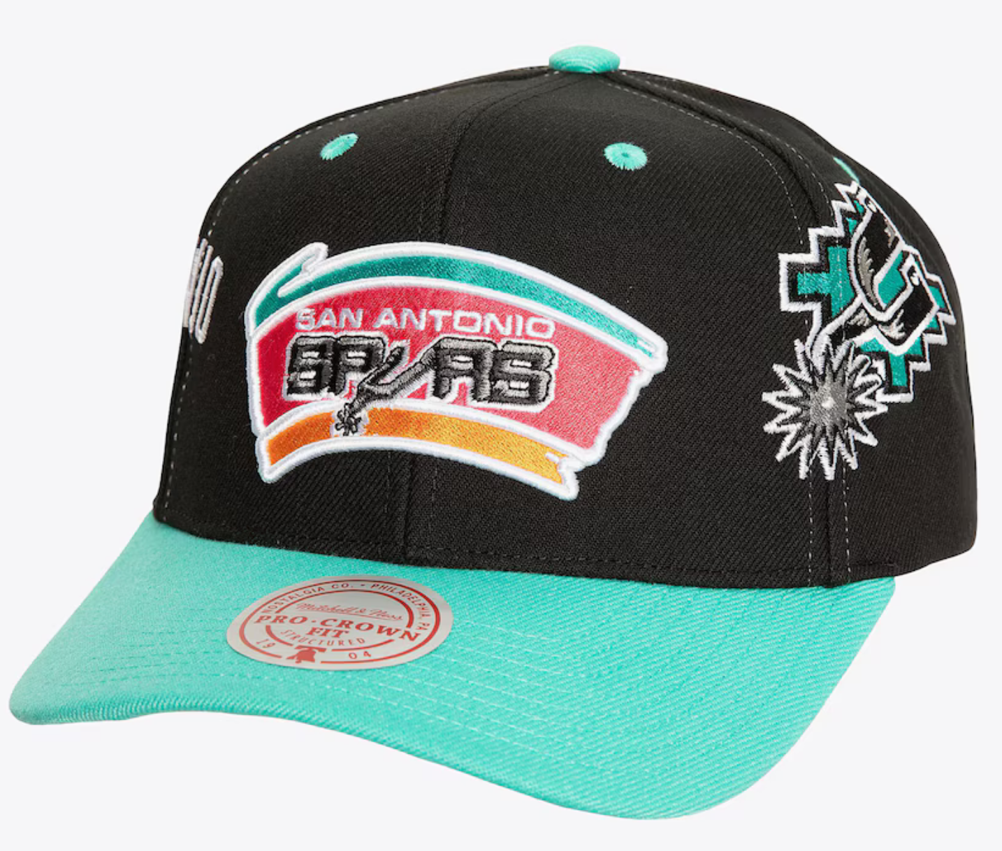 Mitchell & Ness San Antonio Spurs Overbite Pro Snapback Grey Bottom 