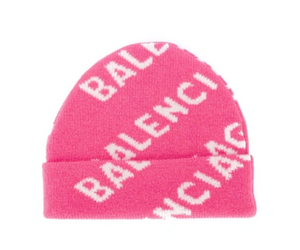 Balenciaga Wool Logo All Over Knit Beanie 