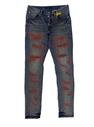 Purple Mens Red Weft Blowout Jeans 